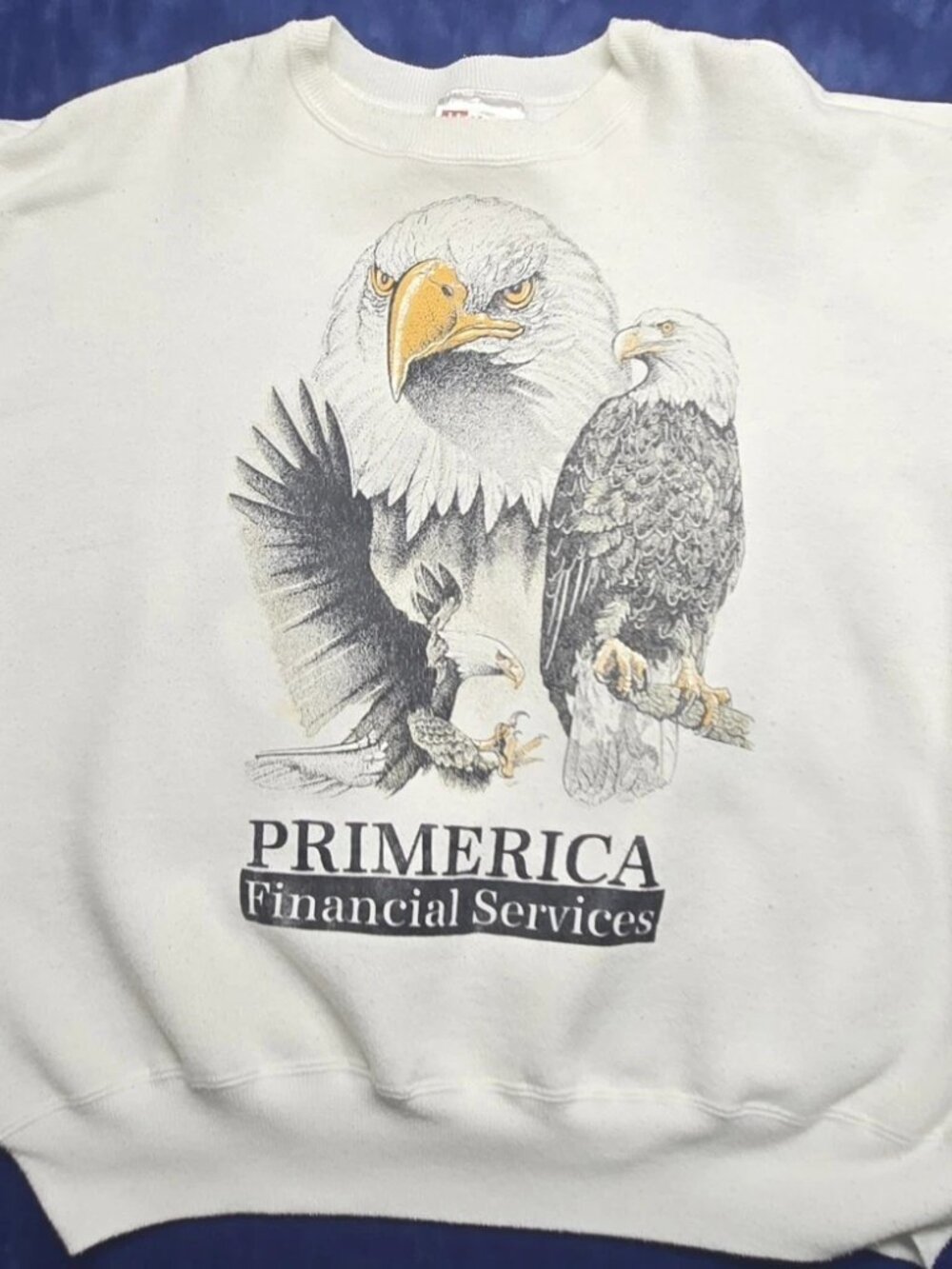 VTG Hanes Primerica Financial Services Eagle Crewneck Sweatshirt White Size XL